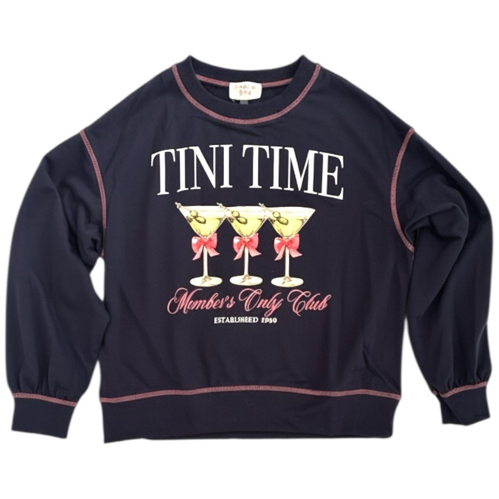FANTASTIC FAWN MSRP $60 Martini Clubhouse Oversized Pullover in Navy w/Red Seam - Picture 7 of 8
